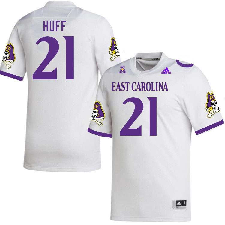 Men #21 Jordan Huff ECU Pirates 2023 College Football Jerseys Stitched-White